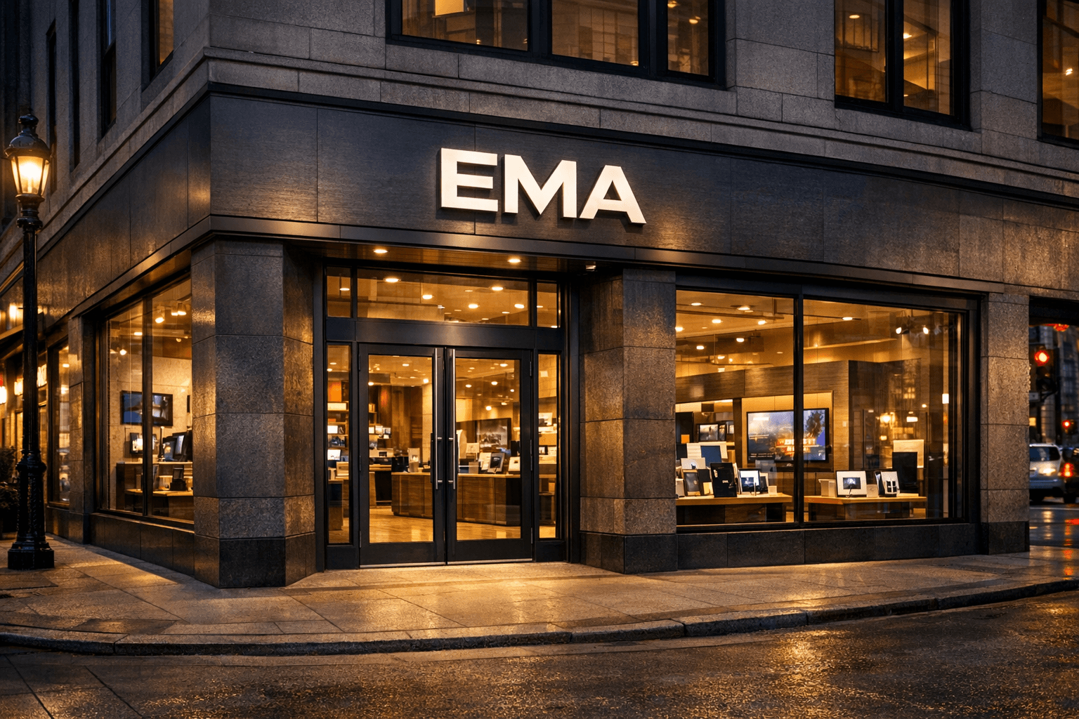 Retail frontage and illuminated signage