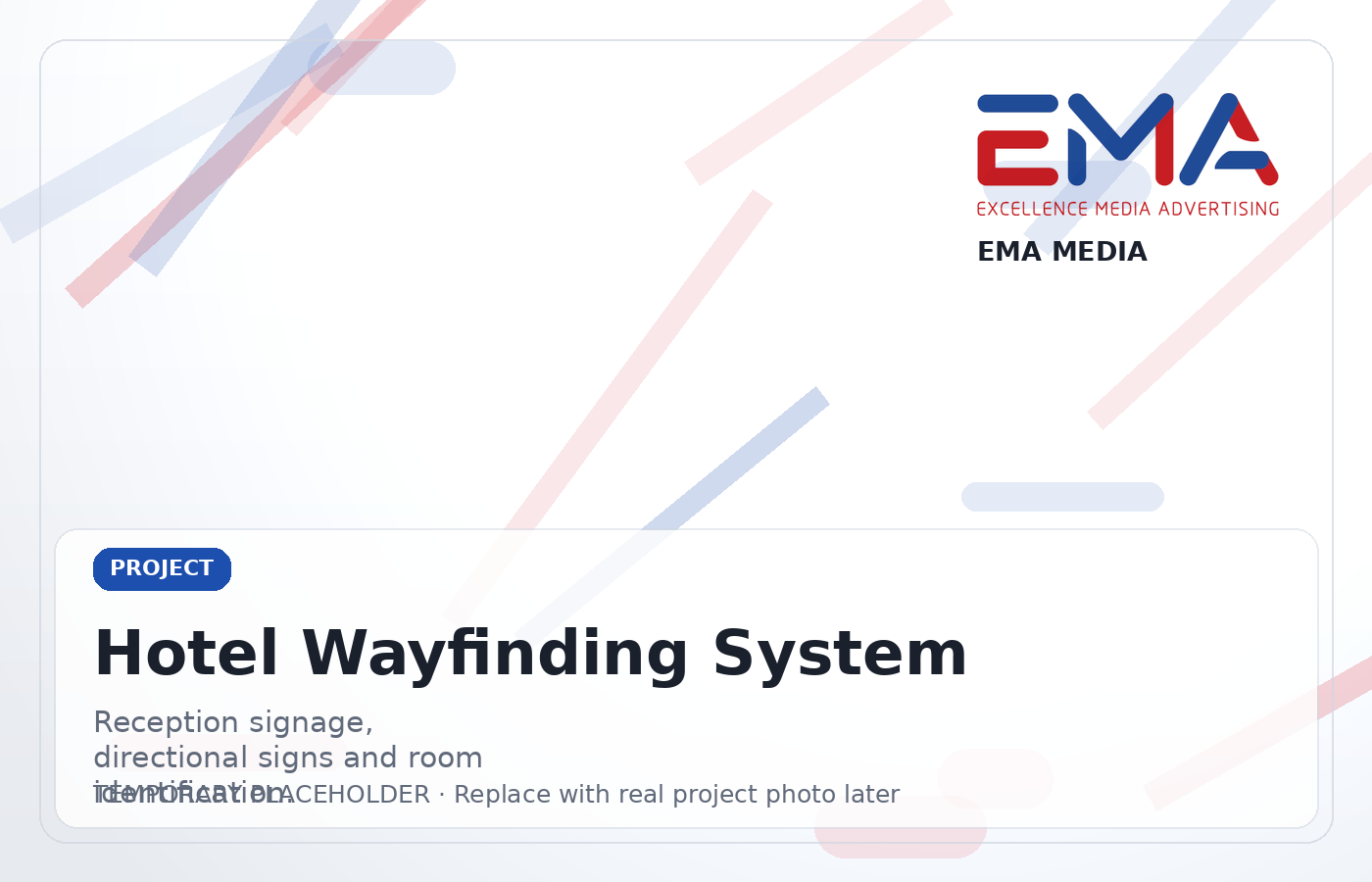 Hotel wayfinding system with reception and corridor signage